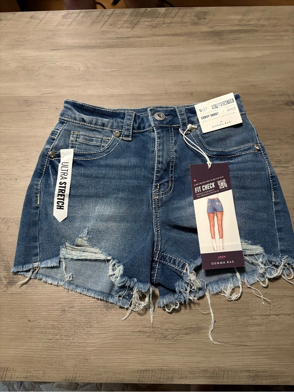 YMI Distressed Dark Blue Denim Jean Shorts size 5/27